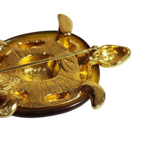 Vintage Liz Claiborne Gold Tone Turtle Brooch Pin - Picture 9 of 11